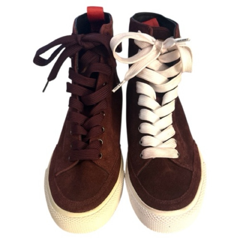 Rag & Bone RB High Top Suede Sneakers - Merlot - Picture 3 of 14